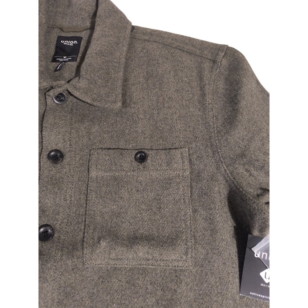 Union Sea Wa Mens Blanket Flannel Shirt Jacket Olive Green Small NWT.